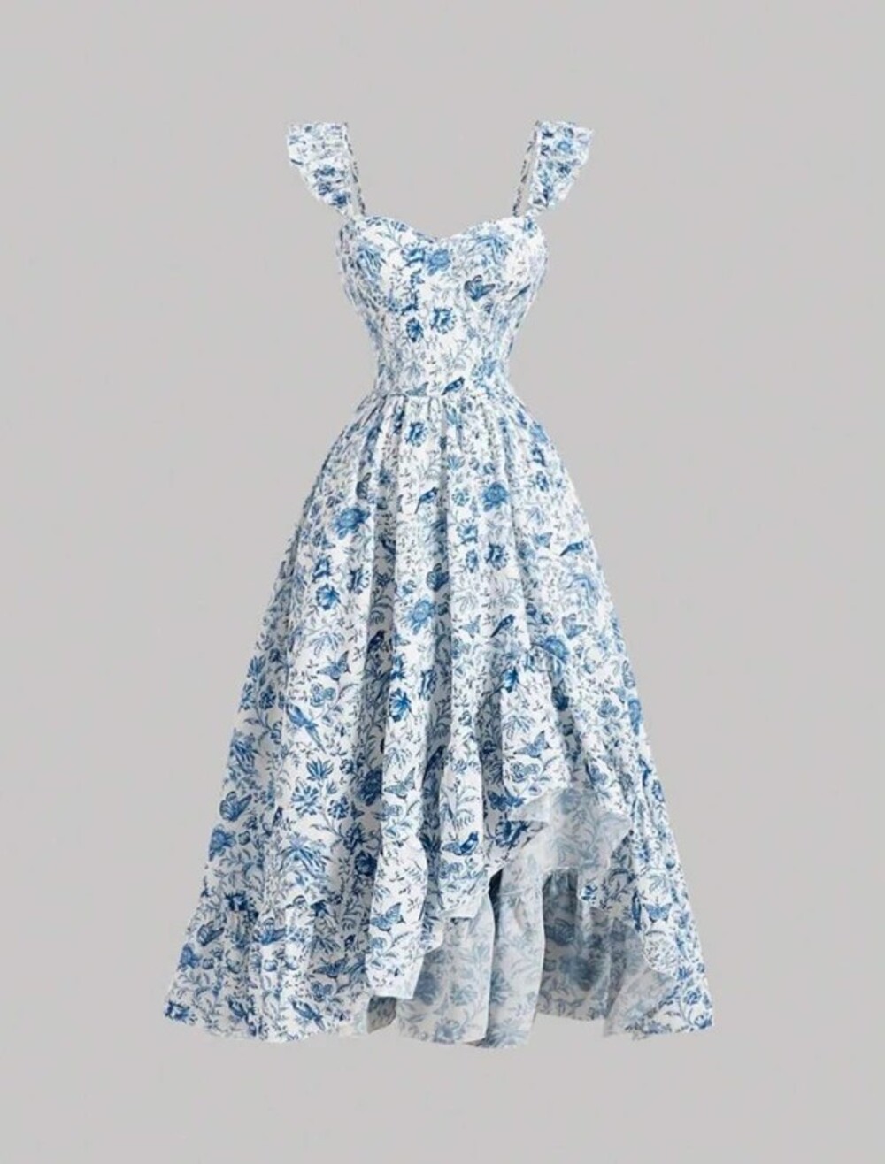 Blue and white floral dress